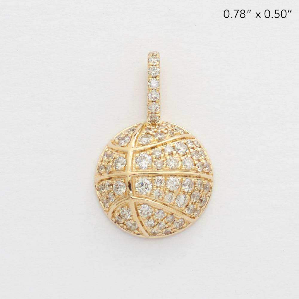 14KY 0.60CTW DIAMOND HALF BASKETBALL PENDANT - Norma's Jewelry