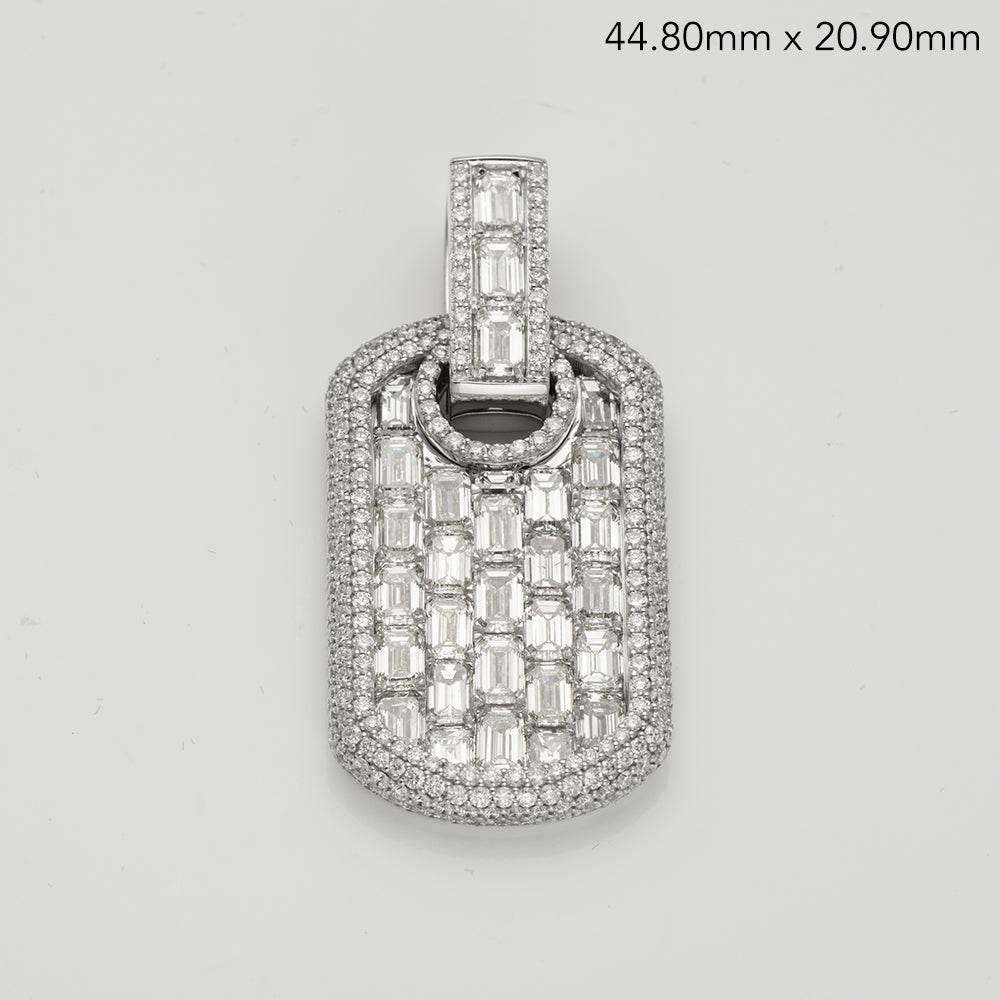 14KW 9.95CTW EMERALD DIAMOND DOGTAG PENDANT - Norma's Jewelry