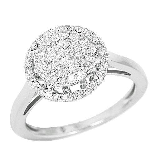 14KW 0.75CTW DIAMOND LUNA CLUSTER RING WITH HALO - Norma's Jewelry