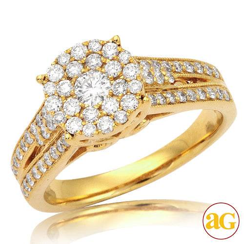 14KY 0.85CTW LUNA CLUSTER DIAMOND RING - SPLIT SHA - Norma's Jewelry