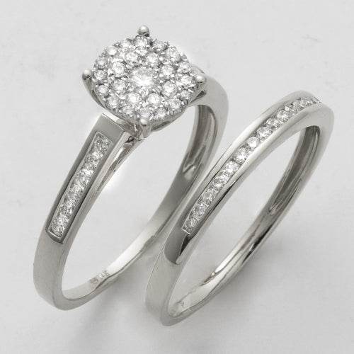 14KW 0.50CTW LUNA CLUSTER DIAMOND BRIDAL SET - Norma's Jewelry