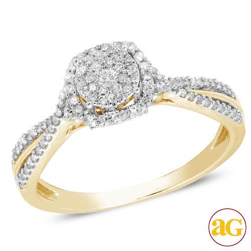 14KY 0.40CTW DIAMOND LUNA CLUSTER RING W/SQUARE - Norma's Jewelry