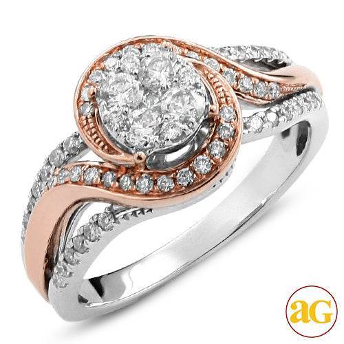 14KW+R 0.75CTW DIAMOND TWO TONE CLUSTER RING - Norma's Jewelry