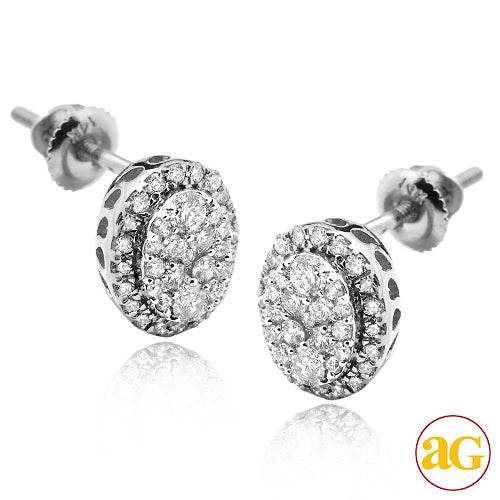 14KW 0.50CTW DIAMOND OVAL SHAPED CLUSTER EARRING - Norma's Jewelry