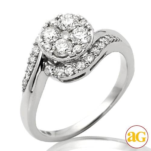 14KW 1.00CTW ROUND CLUSTER HEAD DIAMOND RING - Norma's Jewelry