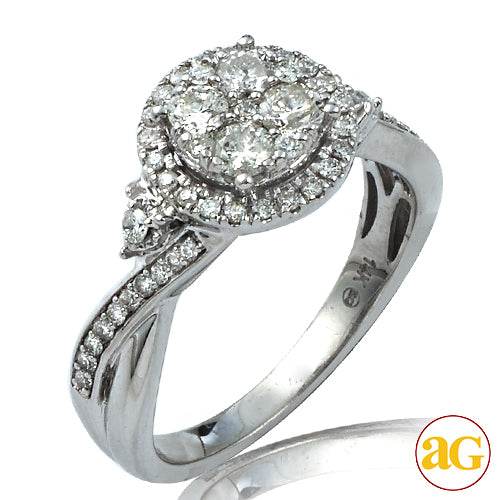 14KW 0.75CTW DIAMOND ROUND CLUSTER RING WITH HALO - Norma's Jewelry