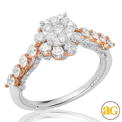 14KW+R 1.75CTW DIAMOND TWO TONE CLUSTER RING WITH - Norma's Jewelry