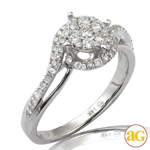 14KW 0.50CTW DIAMOND ROUND CLUSTER HEAD RING WITH - Norma's Jewelry