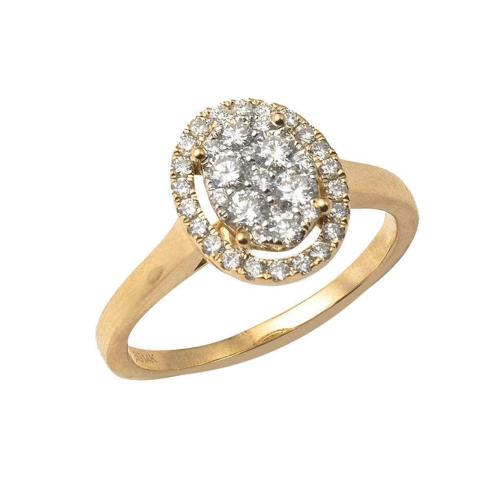 14KY 0.55CTW DIAMOND OVAL CLUSTER RING WITH HALO - Norma's Jewelry
