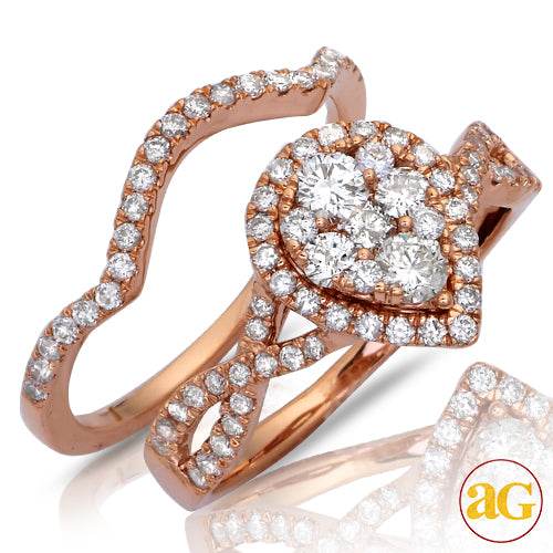 14KR 1.05CTW DIAMOND PEAR CLUSTER RING W/HALO - Norma's Jewelry