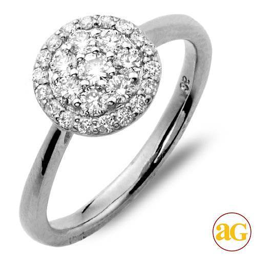 14KW 0.55CTW DIAMOND ROUND CLUSTER RING WITH HALO - Norma's Jewelry