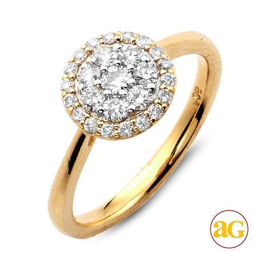 14KY 0.55CTW DIAMOND ROUND CLUSTER RING WITH HALO - Norma's Jewelry