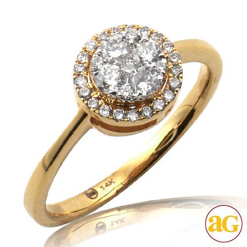 14KY 0.40CTW DIAMOND ROUND CLUSTER RING WITH ROUND - Norma's Jewelry