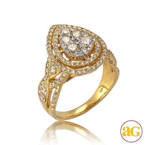 14KY 1.60CTW DIAMOND V-PRONG PEAR CLUSTER RING - Norma's Jewelry