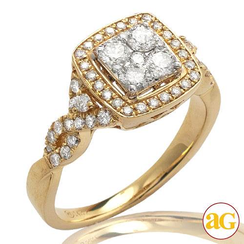 14KY 0.85CTW SQUARE CLUSTER DIAMOND RING - Norma's Jewelry