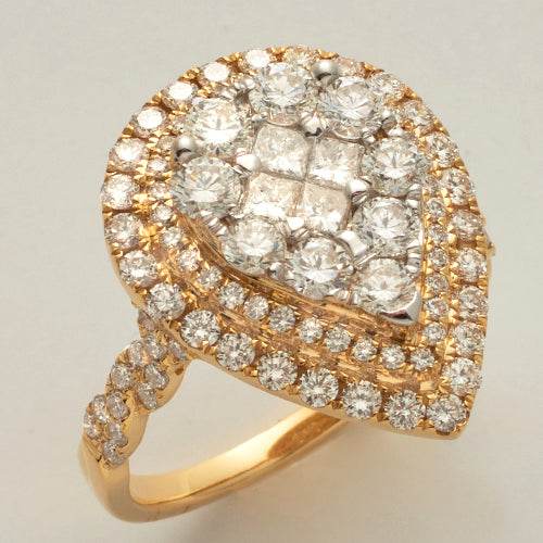 14KY 2.00CTW PC DIAMOND PEAR CLUSTER RING - DOUBLE - Norma's Jewelry