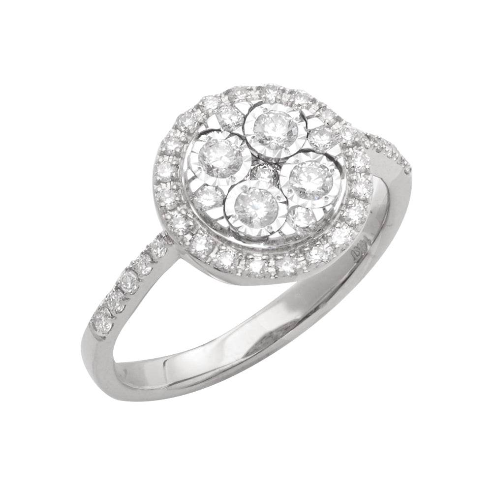 14KW 0.50CTW ILLUSION DIAMOND ROUND CLUSTER RING - Norma's Jewelry