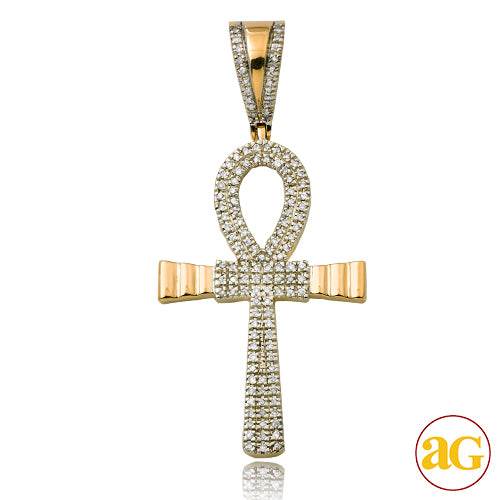 10KY 0.20CTW DIAMOND ANKH CROSS PENDANT WITH GOLD - Norma's Jewelry