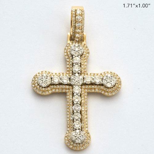 14KY+W 1.85CTW DIAMOND CROSS W/ROUNDED CLUSTERS - Norma's Jewelry