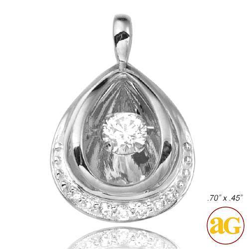 14KW+R 0.25CTW DANCING DIAMOND PENDANT - Norma's Jewelry