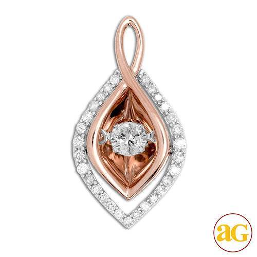 14KW+R 0.33CTW DANCING DIAMOND PENDANT - Norma's Jewelry