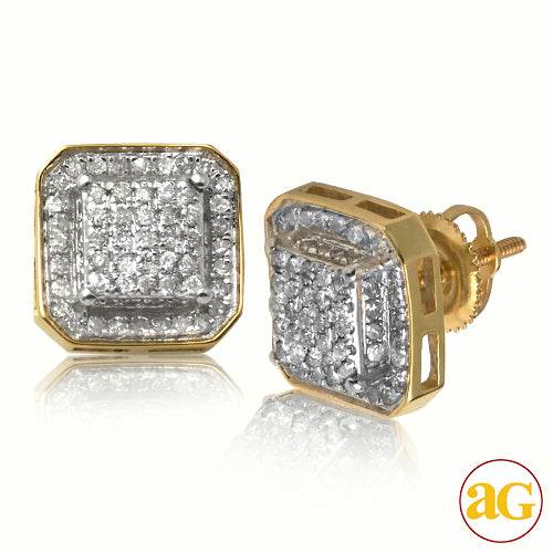 10KY 0.75CTW DIAMOND RAISED SQUARE EARRINGS - 8-SI - Norma's Jewelry