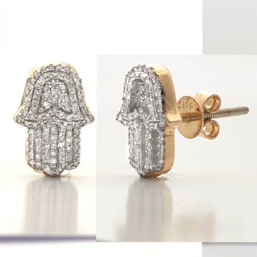 10KY 0.30CTW MICROPAVE DIAMOND HAMZA EARRING STUDS - Norma's Jewelry