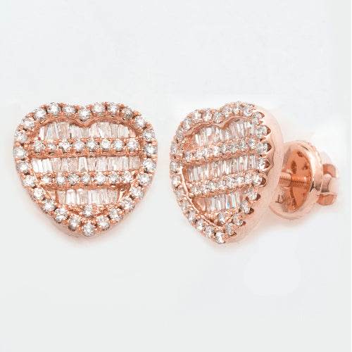 10KR 1.00CTW DIAMOND BAGUETTE HEART EARRINGS - Norma's Jewelry