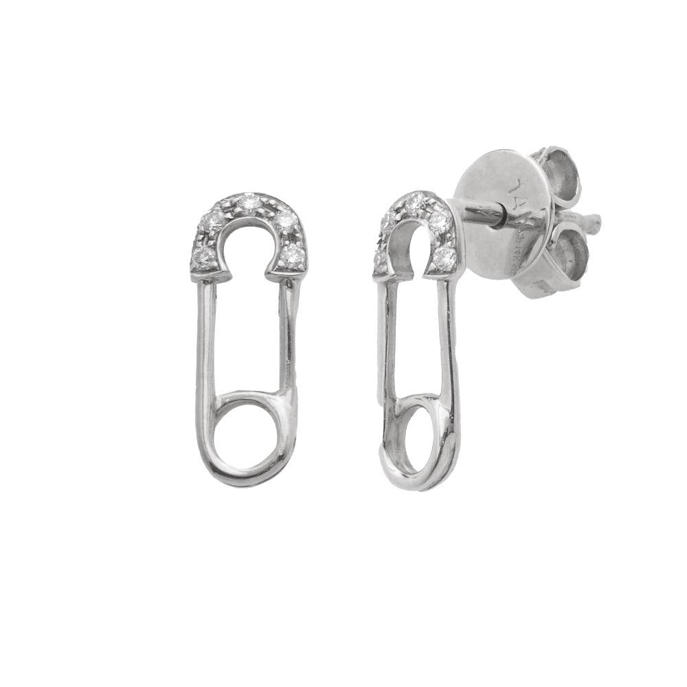 14KW 0.05CTW DIAMOND SAFETY PIN EARRINGS - Norma's Jewelry