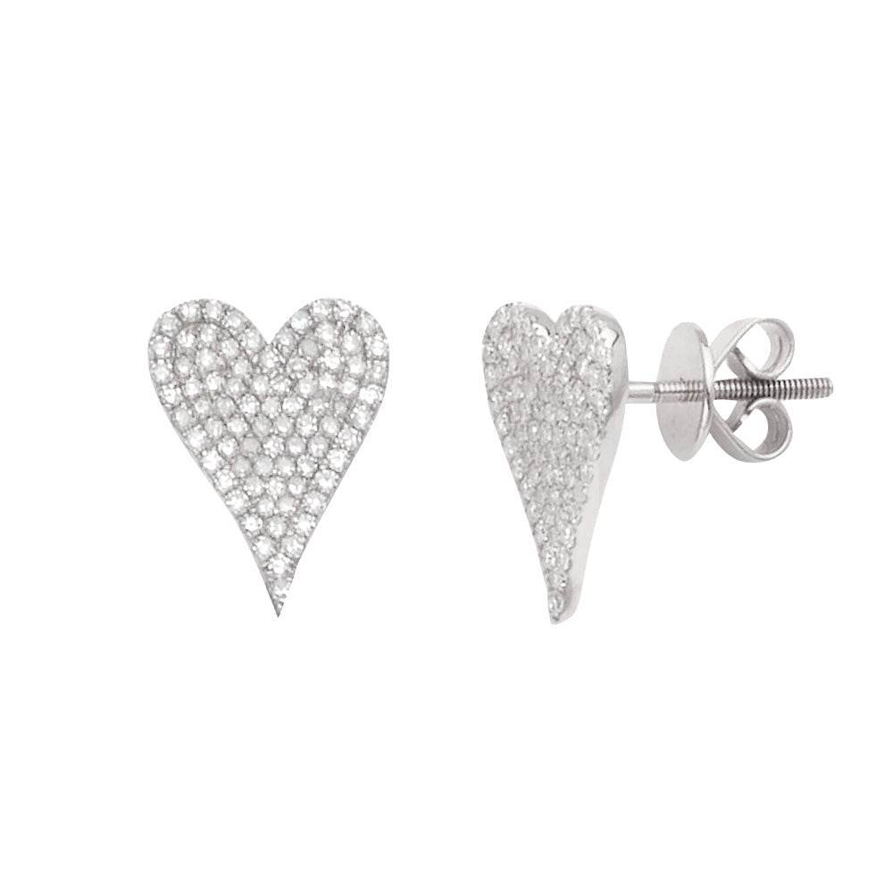 14KW 0.55CTW DIAMOND FLAT PAVE HEART EARRINGS - Norma's Jewelry