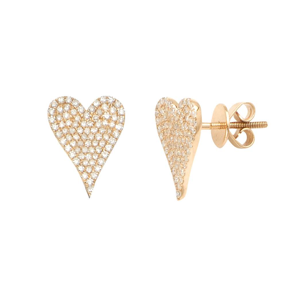 14KY 0.55CTW DIAMOND FLAT PAVE HEART EARRINGS - Norma's Jewelry