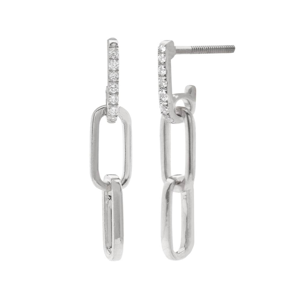 14KW 0.25CTW DIAMOND DANGLING PAPERCLIP EARRINGS - Norma's Jewelry