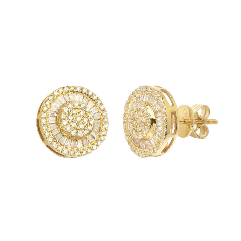 14KY 1.20CTW ROUND CLUSTER EARINGS - BAGUETTE - Norma's Jewelry