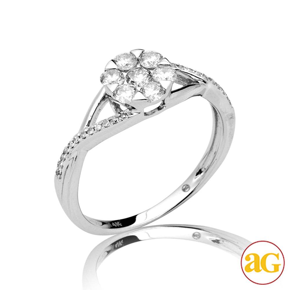 14KW 0.50CTW DIAMOND V-PRONG FLOWER RING - Norma's Jewelry