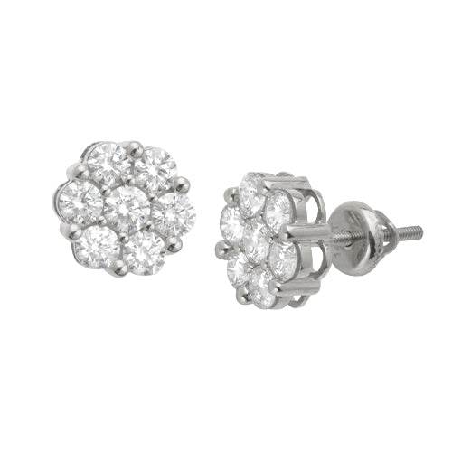 14KW 1.55-1.66CTW DIAMOND 7-STONE FLOWER EARRINGS - Norma's Jewelry