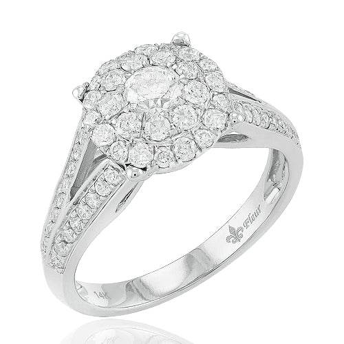 14KW 1.00CTW 2-ROW SPLIT SHANK FLEUR RING - Norma's Jewelry