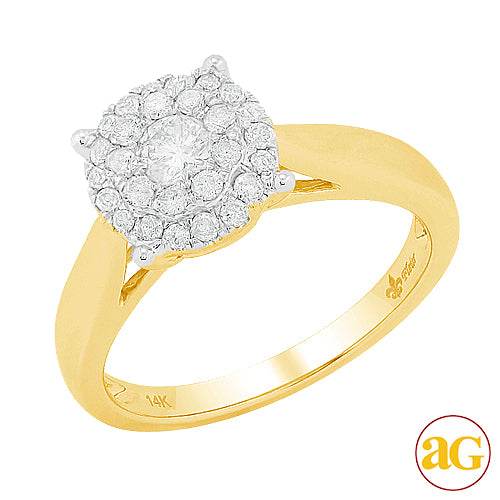 10KY 0.25CTW 2-ROW FLEUR SOLITAIRE RING - Norma's Jewelry