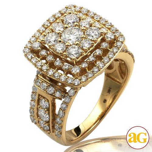 14KY 2.50CTW FLEUR DIAMOND SQUARE HEAD RING - Norma's Jewelry