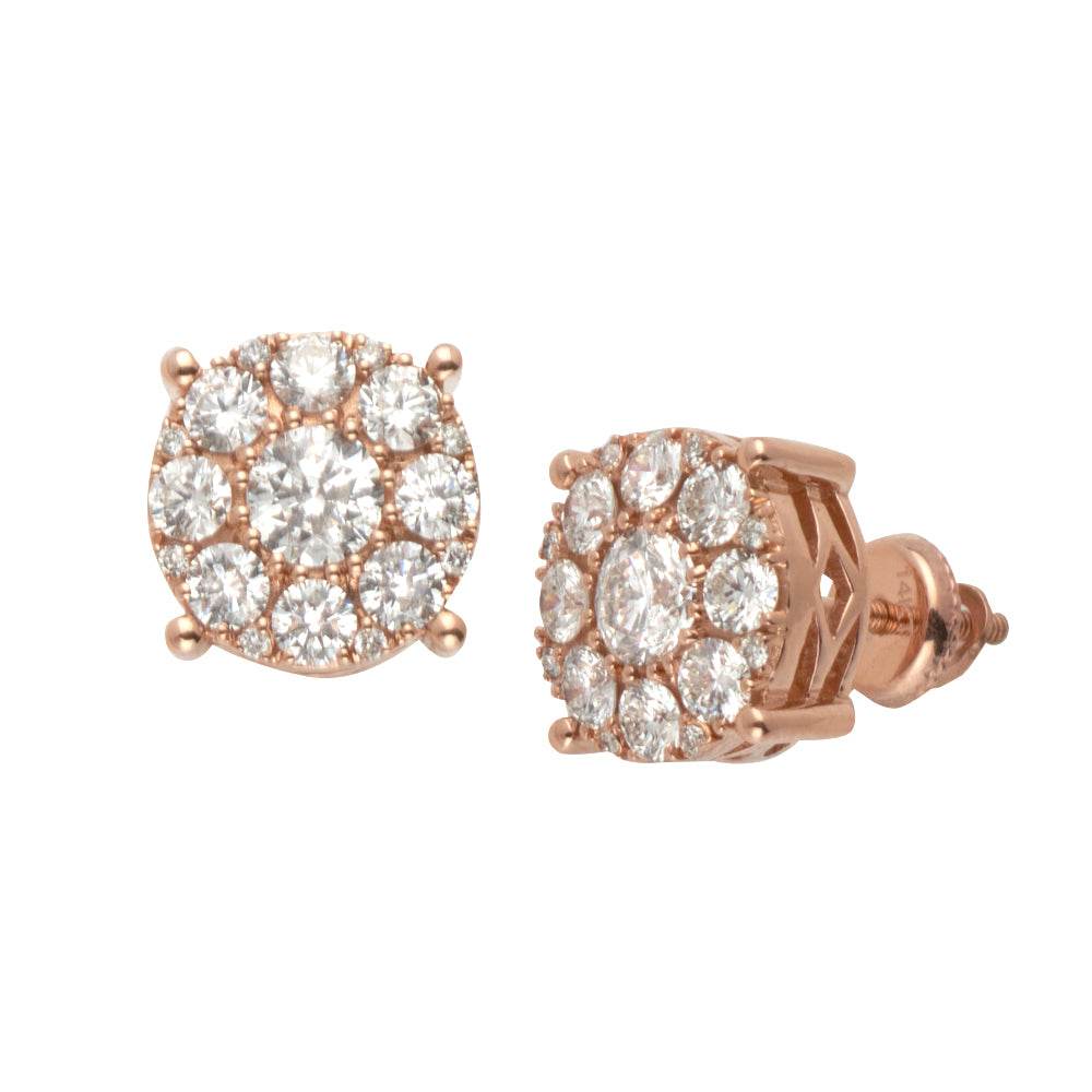 14KR 1.73-1.84CTW FLEUR DIAMOND ROUND EARRINGS - Norma's Jewelry