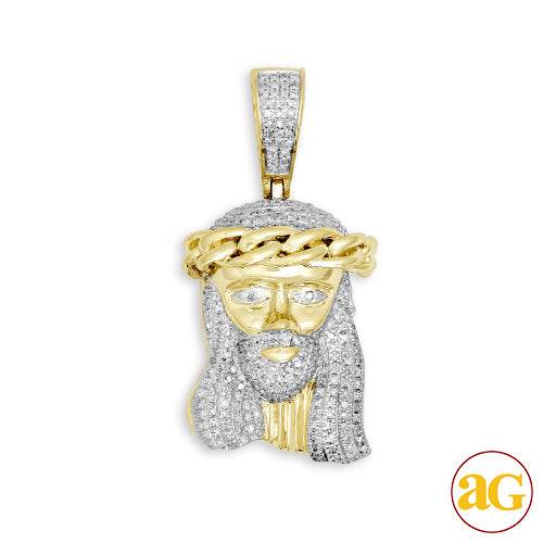 10KY 0.40CTW DIAMOND MIAMI CUBAN JESUS PENDANT - Norma's Jewelry