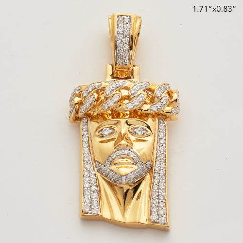 14KY 1.25CTW DIAMOND MIAMI CUBAN JESUS PENDANT - Norma's Jewelry