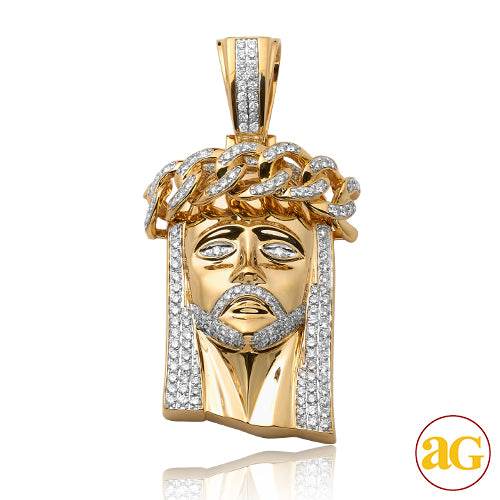 10KY 7.35CTW DIAMOND MIAMI CUBAN JESUS HEAD - Norma's Jewelry