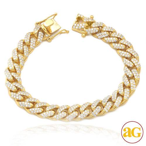 14KY 7.24CTW DIAMOND SOLID MIAMI CUBAN BRACELET - - Norma's Jewelry