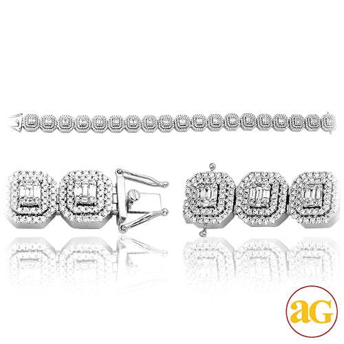 14KW 10.00CTW BAGUETTE DIAMOND MENS BRACELET - 8.5 - Norma's Jewelry