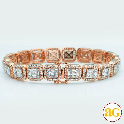 14KR 12.15 CTW BAGUETTE DIAMOND MENS BRACELET - Norma's Jewelry