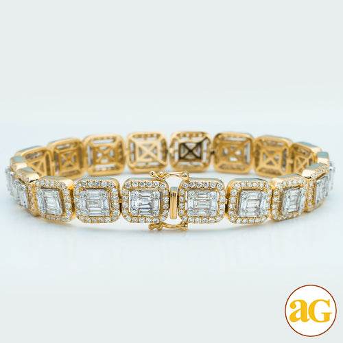 14KY 12.15 CTW BAGUETTE DIAMOND MENS BRACELET - Norma's Jewelry