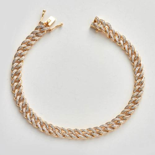 14KY 1.60CTW DIAMOND MIAMI CUBAN BRACELET - Norma's Jewelry