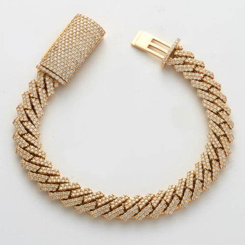 14KY 9.30CTW DIAMOND SQUARE CUBAN BRACELET - - Norma's Jewelry