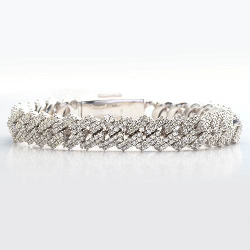 14KW 9.60CTW DIAMOND SQUARE LINK MIAMI CUBAN - Norma's Jewelry