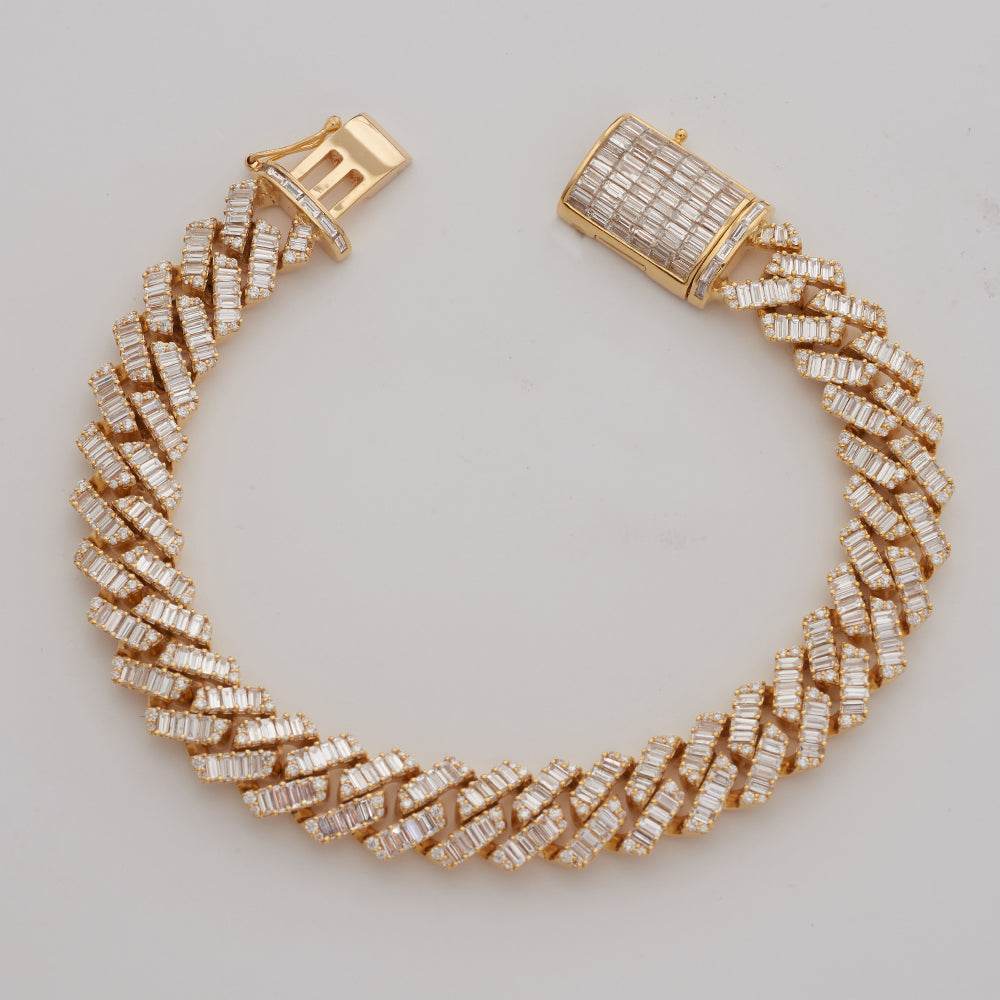 14KY 11.15CTW BAGUETTE DIAMOND MIAMI CUBAN - Norma's Jewelry